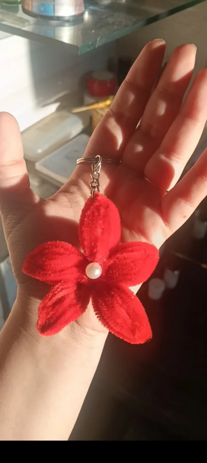 Red Flower Keychain